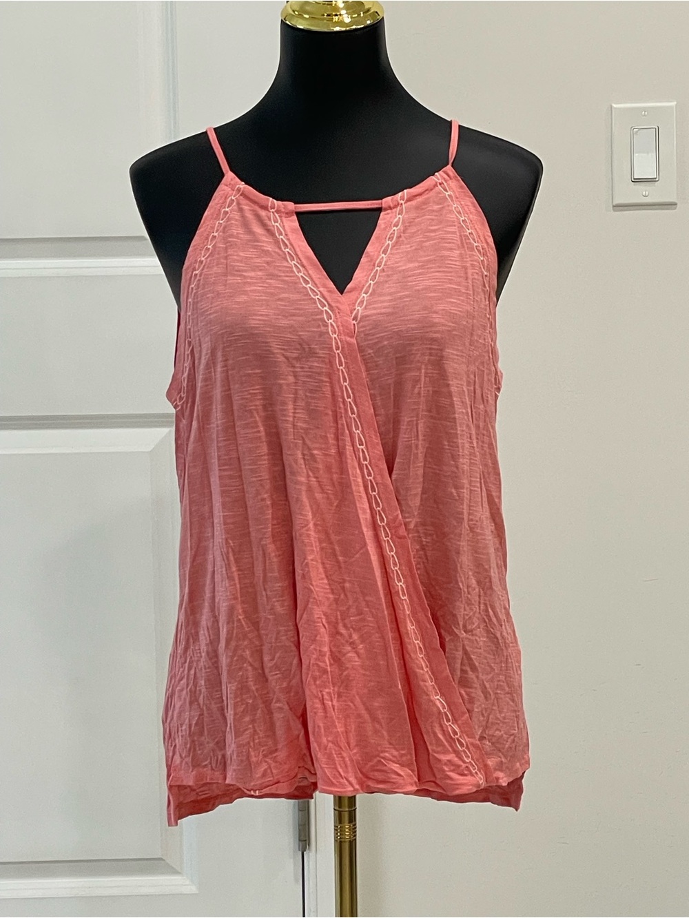 NWT Bobeau Jalynn Surplice Keyhole Knit Tank Top Coral L Stitch Fix